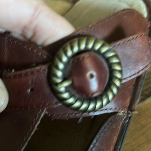 Allegria Chestnut Brown Leather Mules Slides Shoes 40/9. Adjustable Buckle - Picture 2 of 4